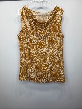 christian siriano tropical 100% linen sleeveless top | size large